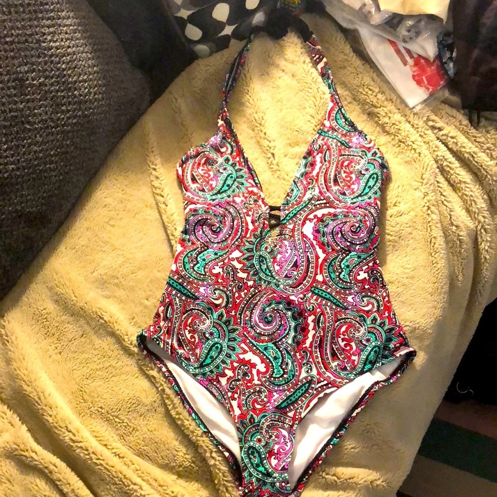 Liz Claiborne Paisley Halter Swimsuit, size 16